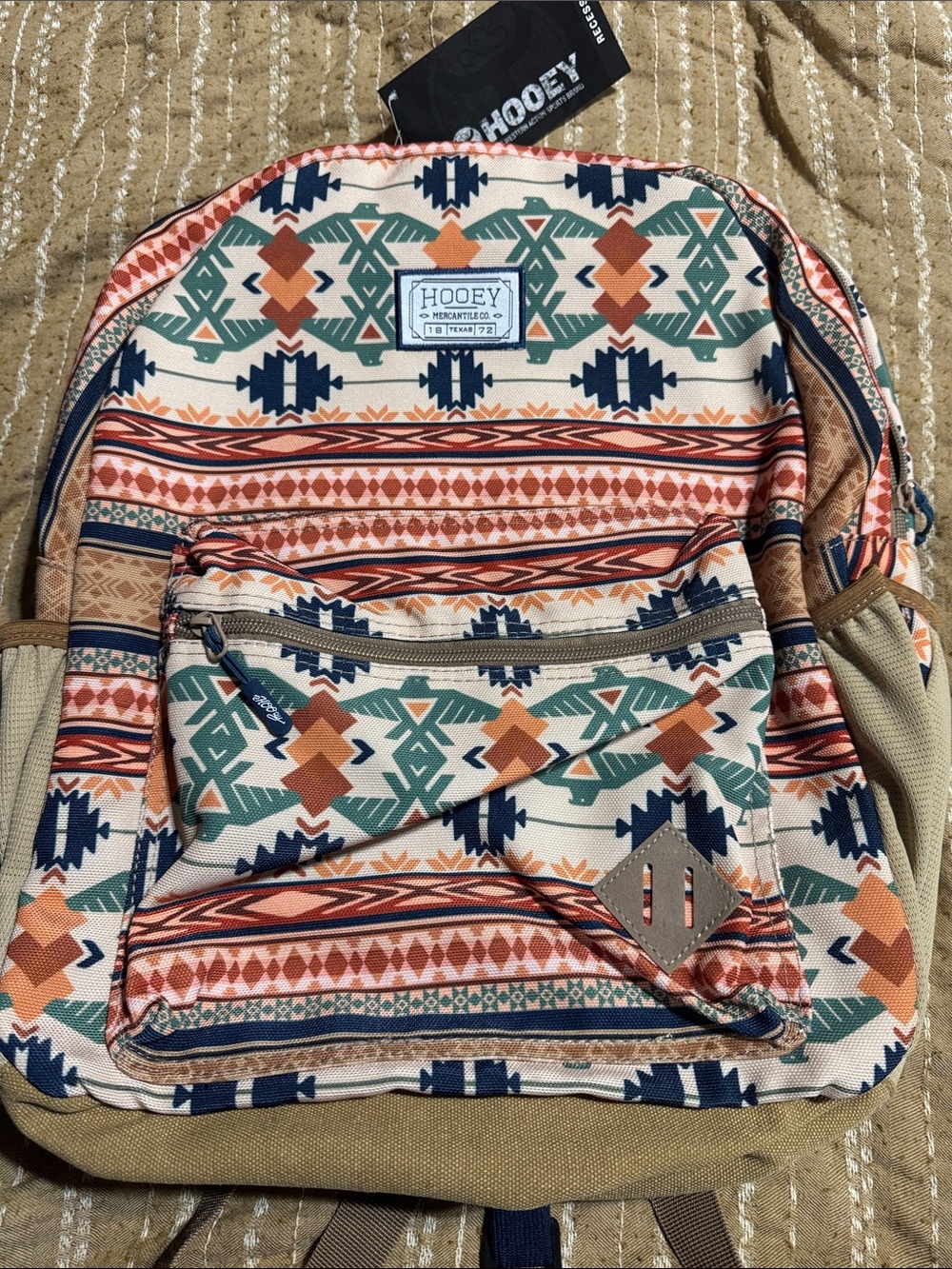 Hooey Multicolor Aztec Canvas Backpack - Tan Base